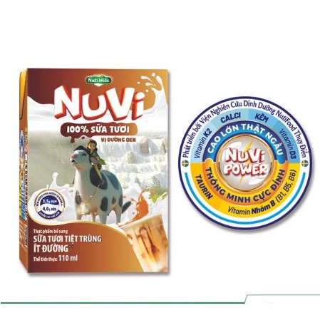 Combo  4 HỘP SỮA TIỆT TRÙNG NUVI VỊ ĐƯỜNG ĐEN 110ML