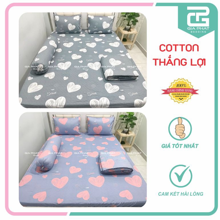 Bộ ga gối Thắng Lợi {4 món}100% Cotton chuẩn logo
