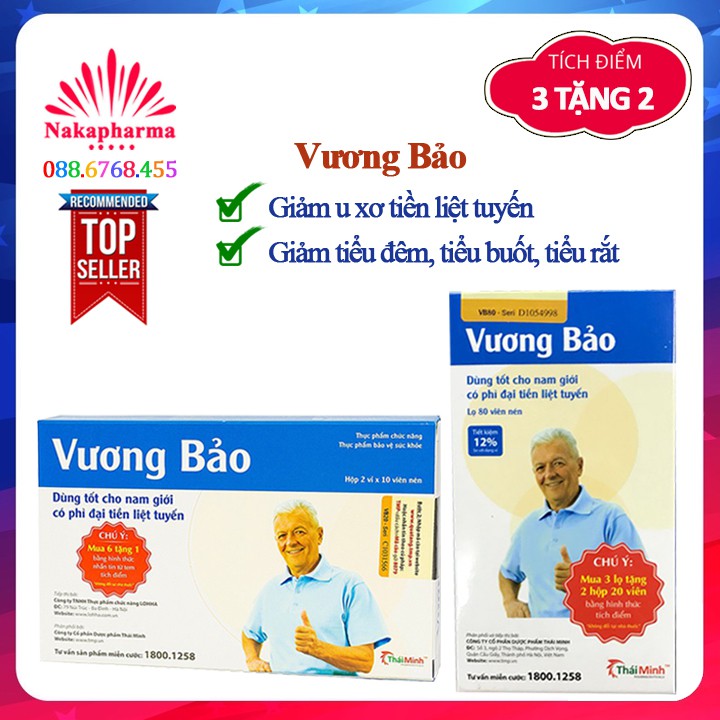 Vương Bảo – Giảm phì đại và u xơ tuyến tiền liệt tuyến, ngăn ngừa tiểu đêm, tiểu buốt, tiểu rắt nhiều lần