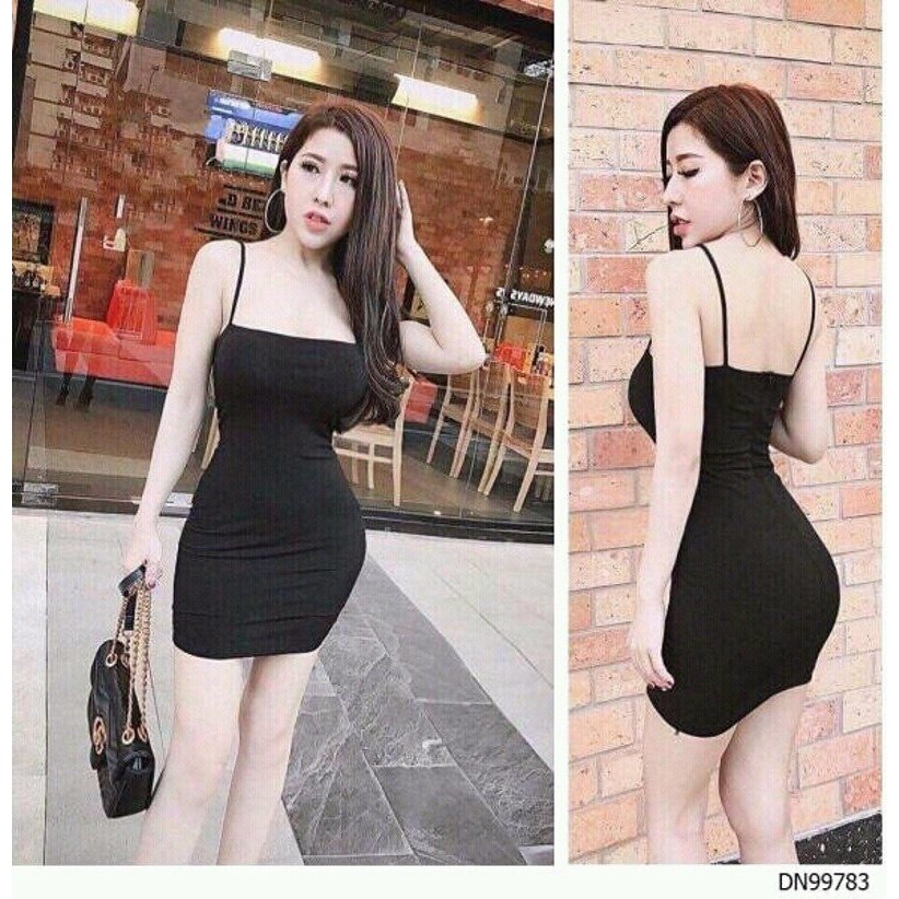 Đầm body thun lụa hai dây U18110 Bảng màu thật