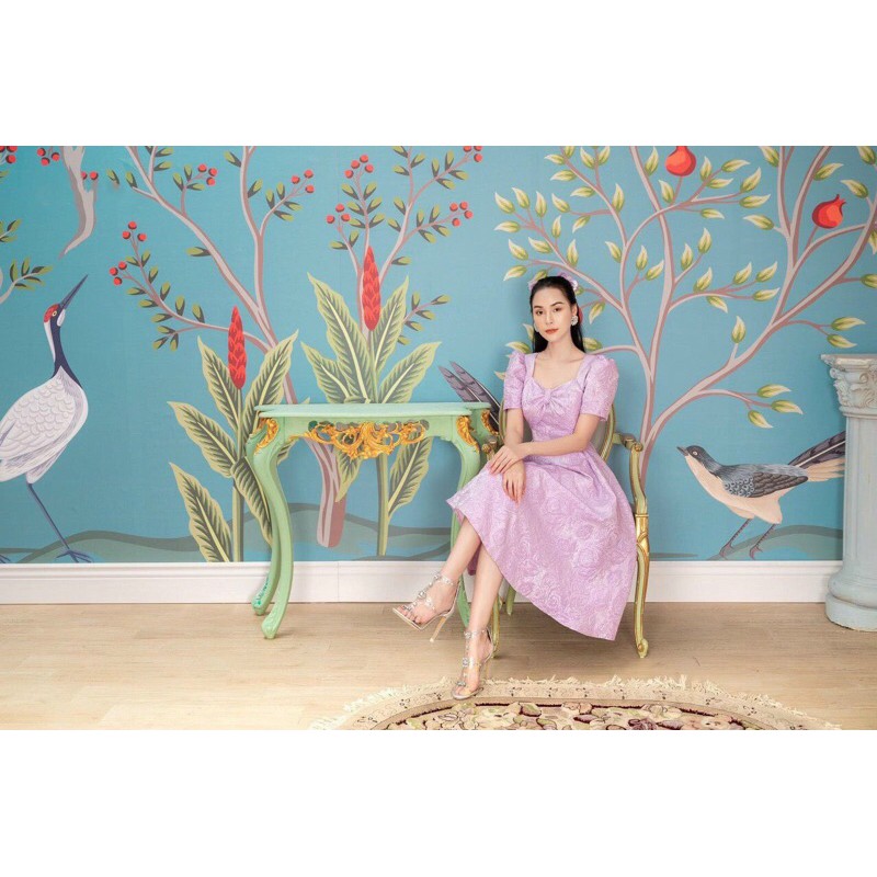 ĐẦM GẤM  TAY PHỒNG NƠ NGỰC XINH XẮN