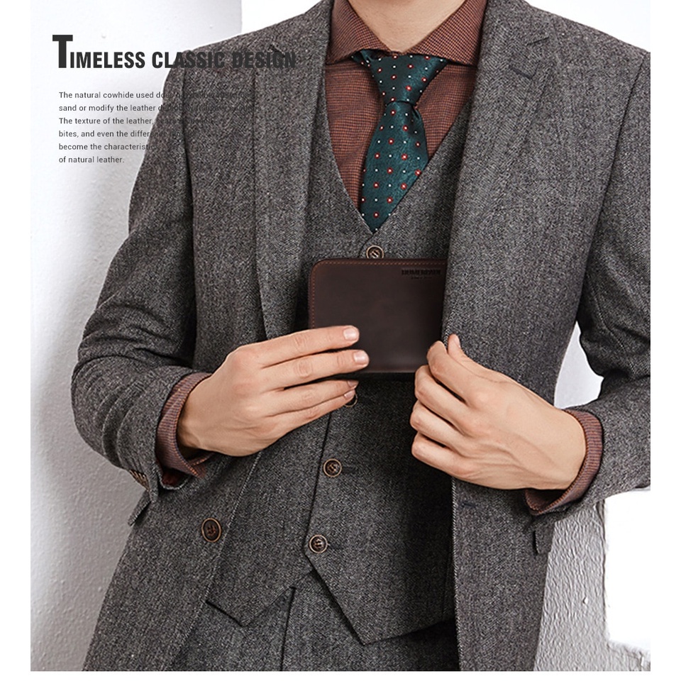 Ví Da Ngựa HUMERPAUL Có Khóa Kéo Đựng Thẻ RFID Thời Trang