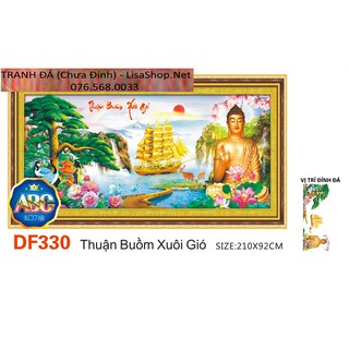 Tranh đính đá THUẬN BUỒM XUÔI GIÓ-PHẬT DF330(210x92cm) chưa đính