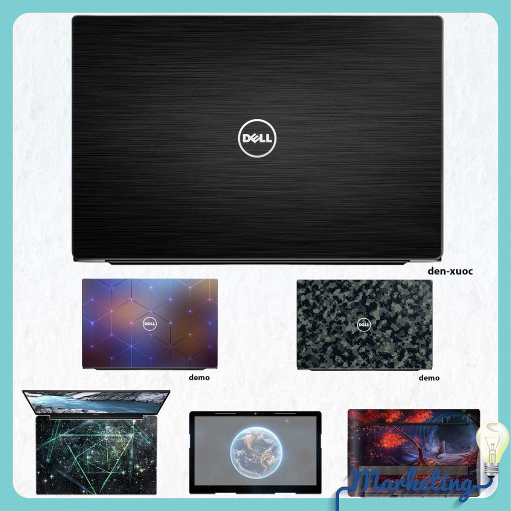 Miếng Skin dán dành cho Laptop Dell màu Chrome đen xước cá tính(ib mã máy cho shop nhé)