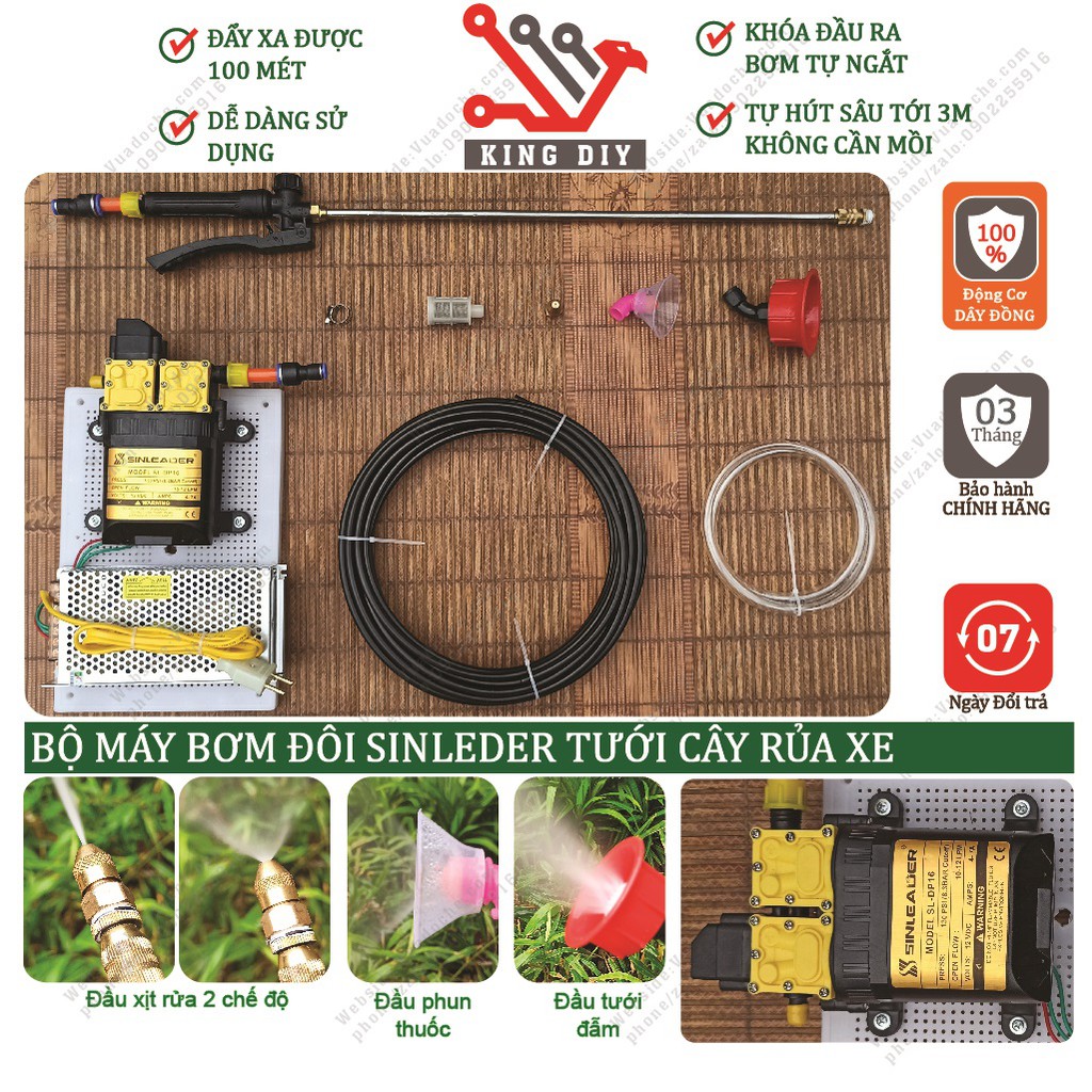 Máy bơm nước mini tăng áp tưới cây, phun sương, máy rửa xe mini cầm tay áp lực cao