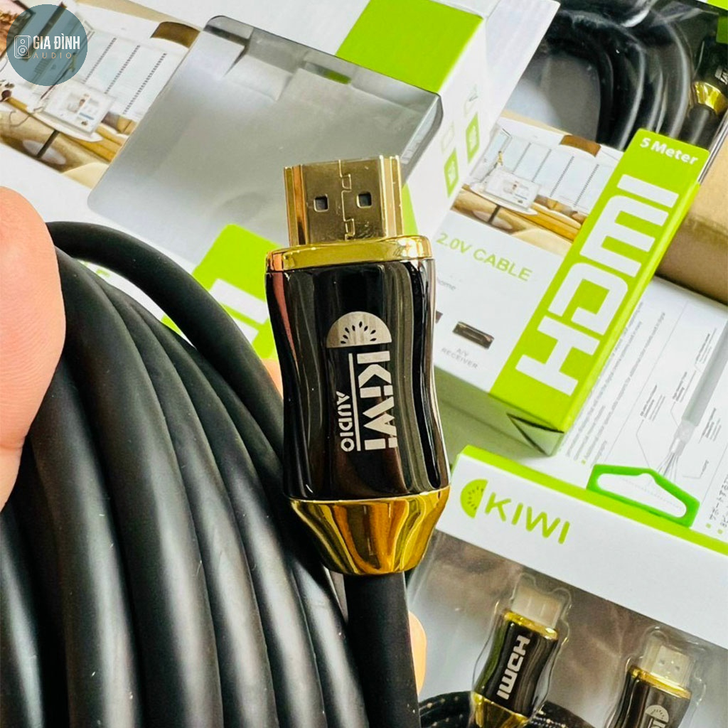 Dây HDMI đầu mạ vàng Kiwi dài 10M âm thanh không bị lẫn tạp âm - Chính hãng
