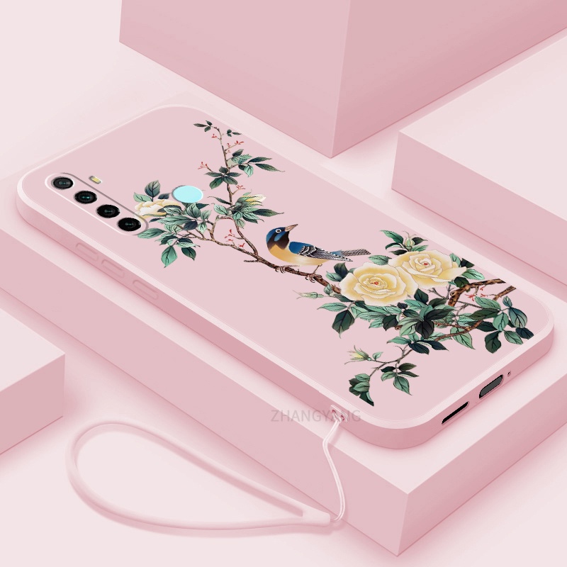 Ốp Điện Thoại TPU Mềm Họa Tiết Hoa Và Chim Có Dây Đeo Cho Realme 5 5i 6i 5 pro 6 6 pro c3