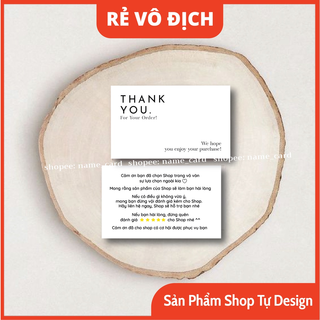 (Combo 100 cái) name card cảm ơn khách hàng, thank you card, hàng có sẵn tại shop