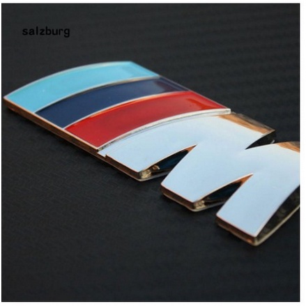 Tem kim loại kẽm chữ M 3D  logo nổi dán trang trí xe hơi ô tô BMW Series 3 5 7 X1 X3 X5