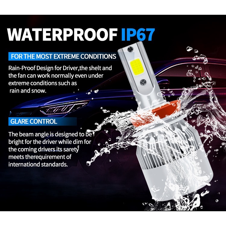 1 Bóng Đèn Pha Led C6 H1 H3 H7 H4 880 H11 Hb3 9005 Hb4 9006 H13 6000k 72w 12v 7200lm Cho Xe Hơi