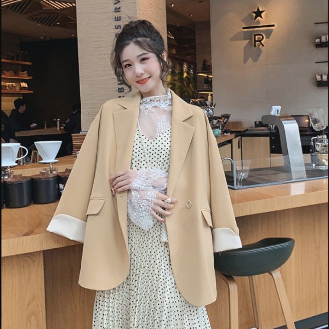 Sẵn Be M-XL,Đen(Hàng Đẹp)Áo blazer form rộng thời trang Hàn Quốc-Ảnh thật 8 hình cuối | BigBuy360 - bigbuy360.vn
