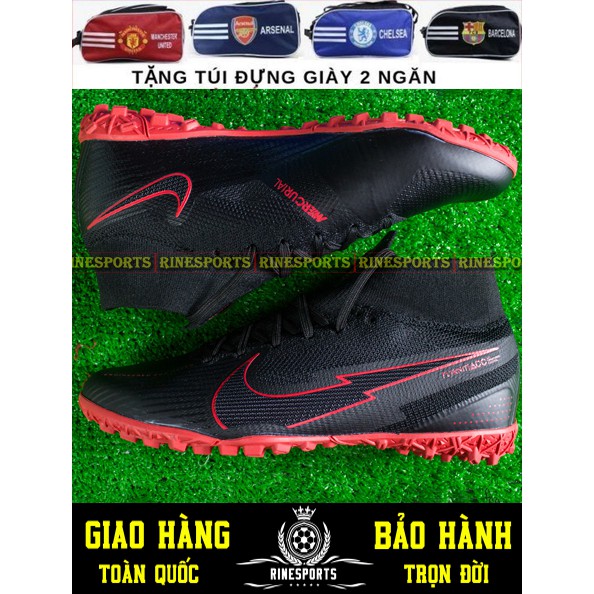 (HÀNG THAILAND) GIÀY BÓNG ĐÁ SÂN CỎ NHÂN TẠO Mercurial Vapor 13 đen đỏ cổ cao.TF.CAM KẾT Y HÌNH-CAM KẾT HÀNG