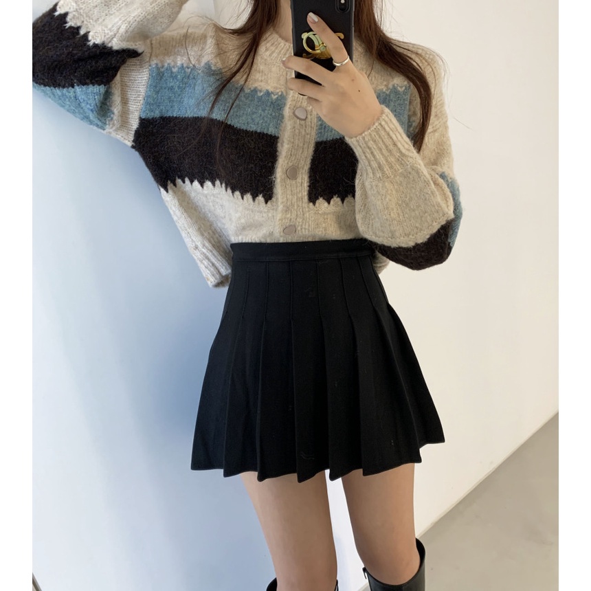 Áo Cardigan cổ tròn màu sắc tương phản thời trang | BigBuy360 - bigbuy360.vn