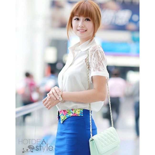 Áo Sơ Mi Phối Ren Tay Ngắn-MS03A
