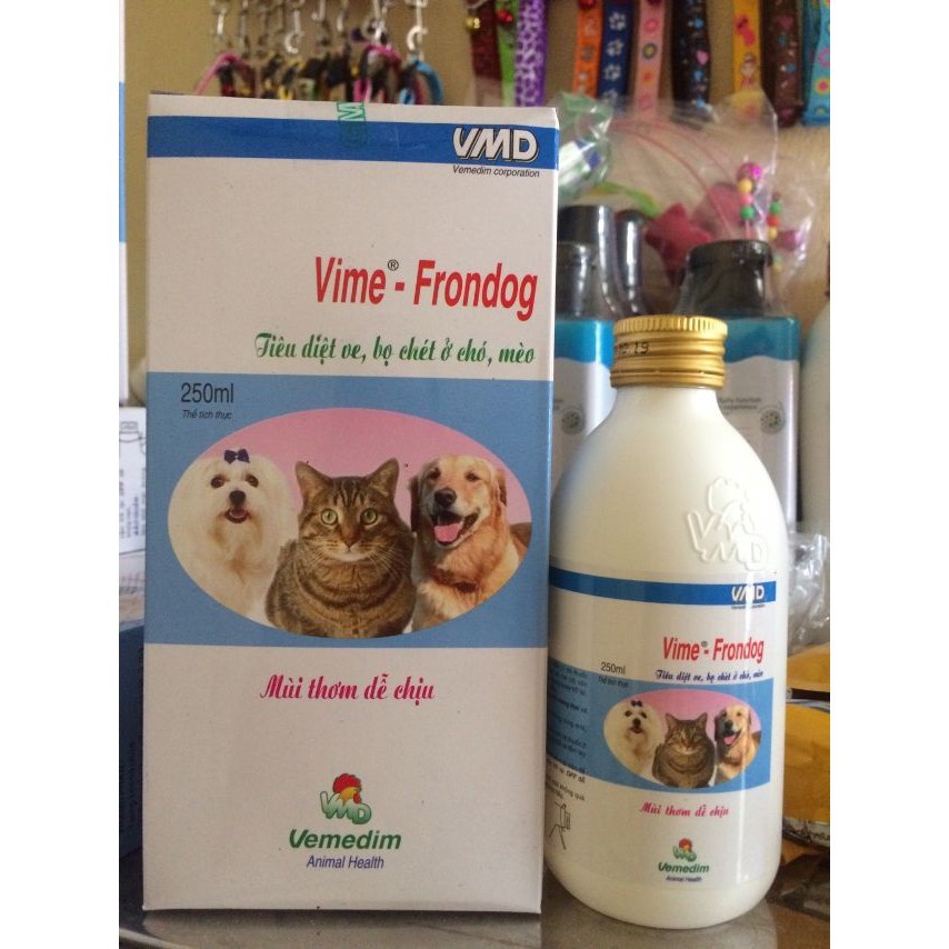 Thuốc Diệt Ve Rận Bọ Chét Chó Mèo An Toàn Hiệu Quả Cho Cả Chó Mèo Mang Thai Vime Frondog 250ml