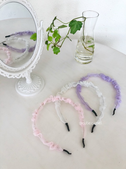 Headband Bờm Cài Tóc Voan Trơn Màu Sắc Đáng Yêu