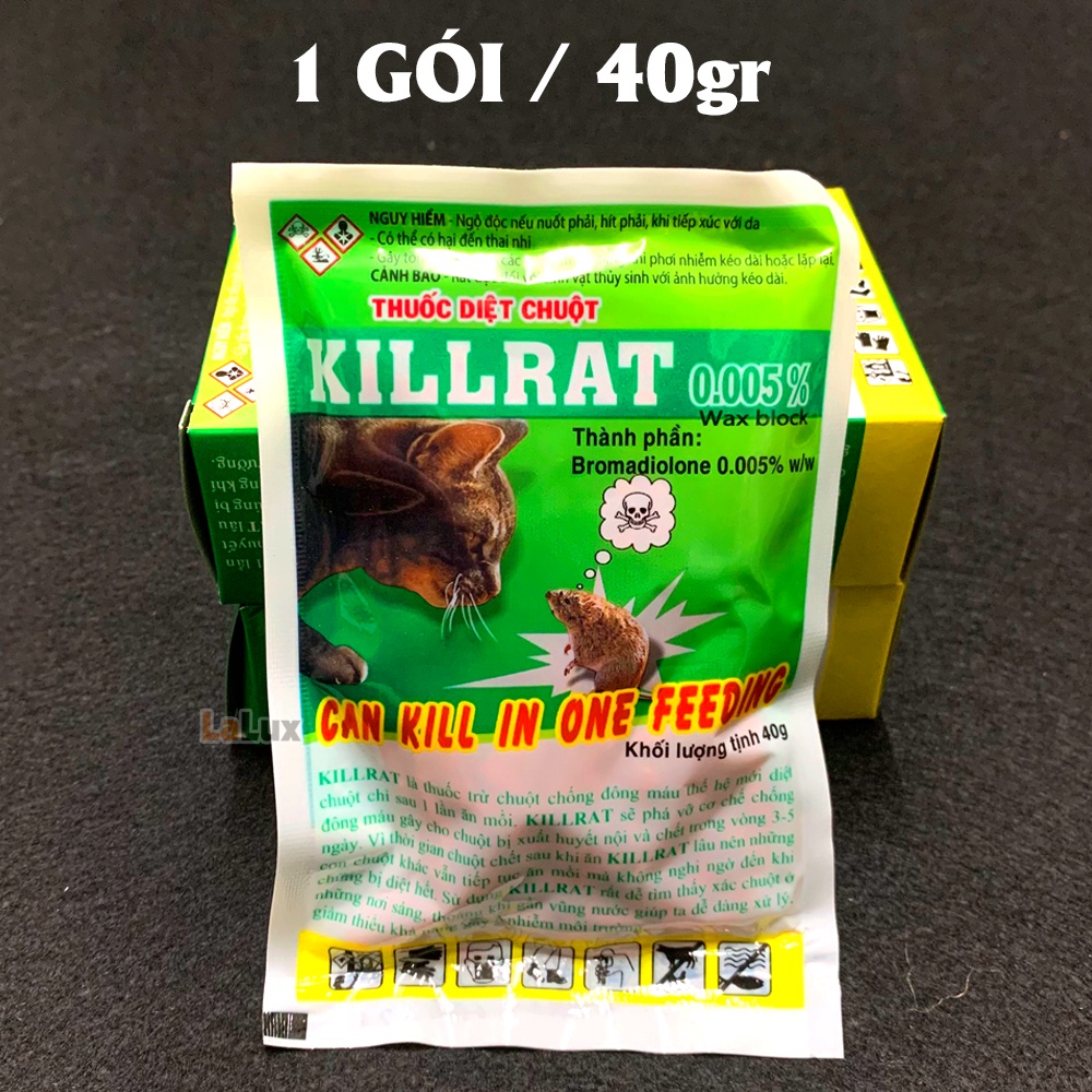 Thuốc Diệt Chuột Sinh Học Thế Hệ Mới KILLRAT GÓI 40G XANH LÁ Hàng Công Ty - Bả Chuột Cực Mạnh LALUX