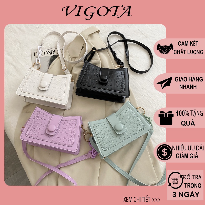 Túi Đeo Chéo Nữ 💝FREESHIP💝 Túi Đeo Chéo Nữ Kẹp Nách MINA Da Vân Cá Sấu Siêu Đẹp TX33 - Vigota