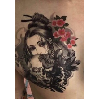 Sale hình xăm dán cô gái trắng đen 15x21cm