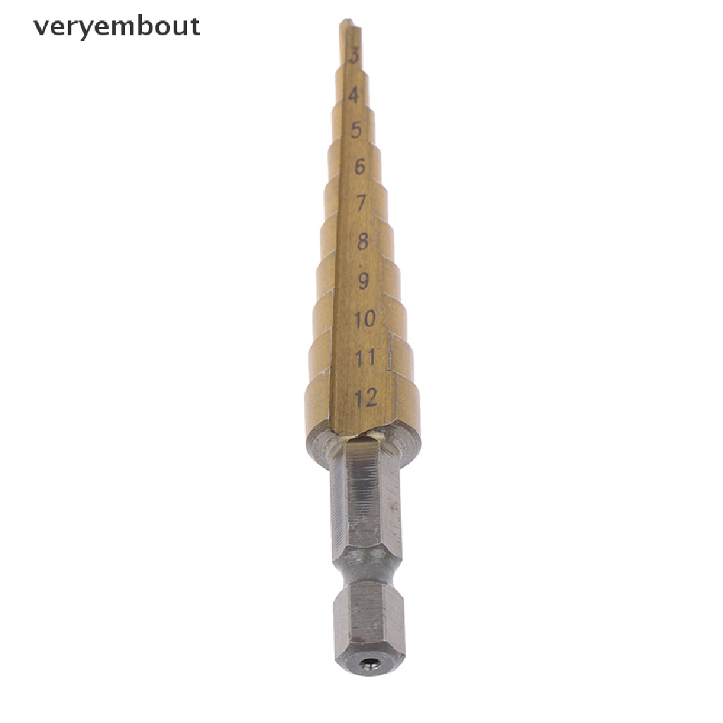 【ut】 3-12mm Coated Stepped Drill Bits Hex Handle Drill Bit Metal Drilling Power Tool .