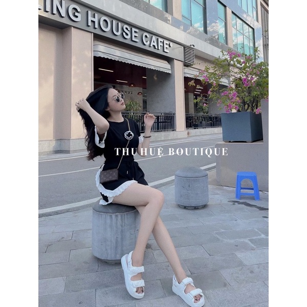 Set bộ nữ viền bèo hoa ngực phối quần tăm ly tiểu thư đi chơi cực xinh