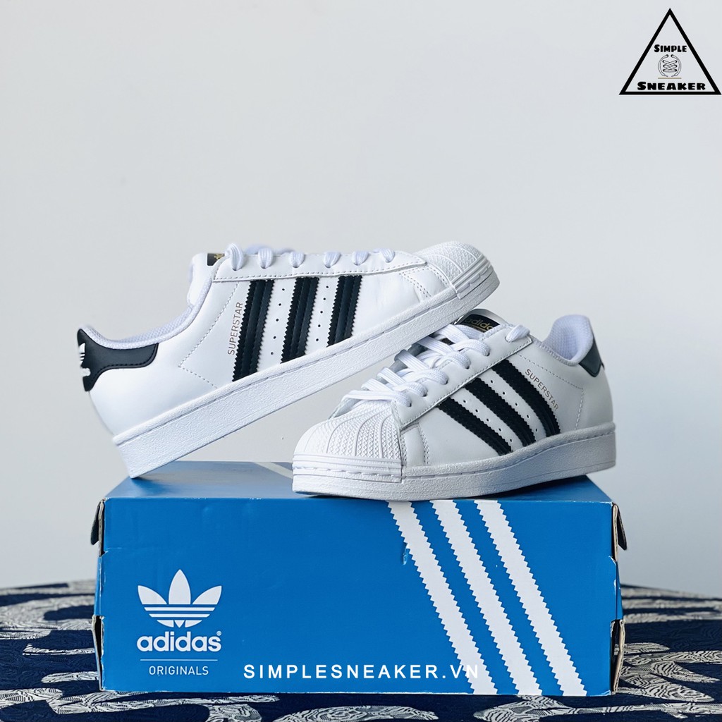 Giày Adidas Super Star🔴Hàng Chính Hãng🔴Giày Adidas Superstar Black White Tem Vàng Chuẩn Auth [EG4958] Simple Sneaker