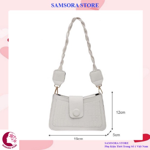 Túi kẹp nách nữ đẹp hàng hiệu thời trang thanh lịch thiết kế cúc gỗ kết hợp dây xoắn TDC2190