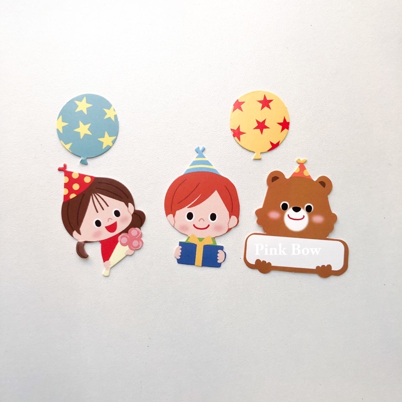 SET Phụ kiện topper trang trí bánh đủ kiểu dáng và màu sắc cho Bé Trai-Gái/Gấu/Hoa/Tim/Mặt Cười
