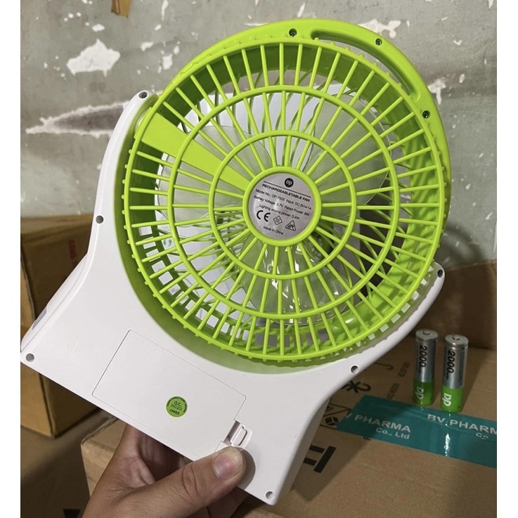 ✨ QUẠT SẠC SIÊU MÁT DP 7605 - 3 TỐC ĐỘ GIÓ CÓ ĐÈN LED BÊN HÔNG