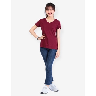 Áo Thun Nữ Cao Cấp Cổ Tim - Đỏ Đô