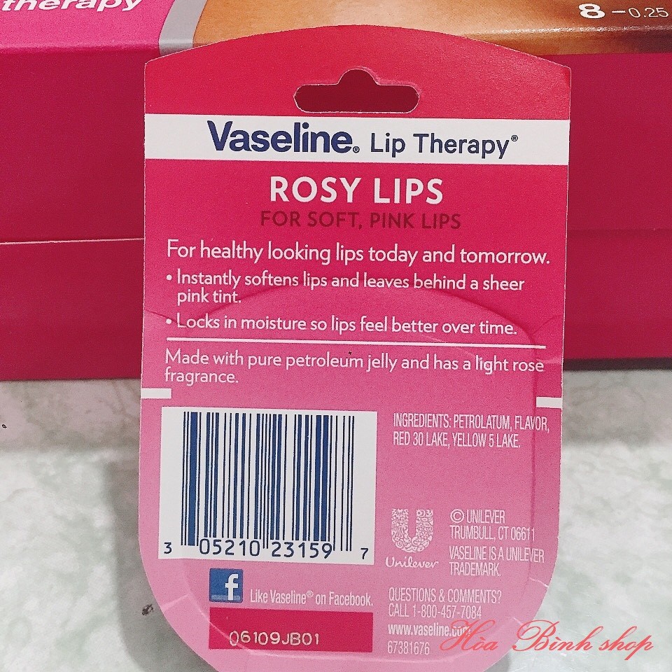 Son dưỡng môi Vaseline Lip Therapy hàng xách tay Mỹ