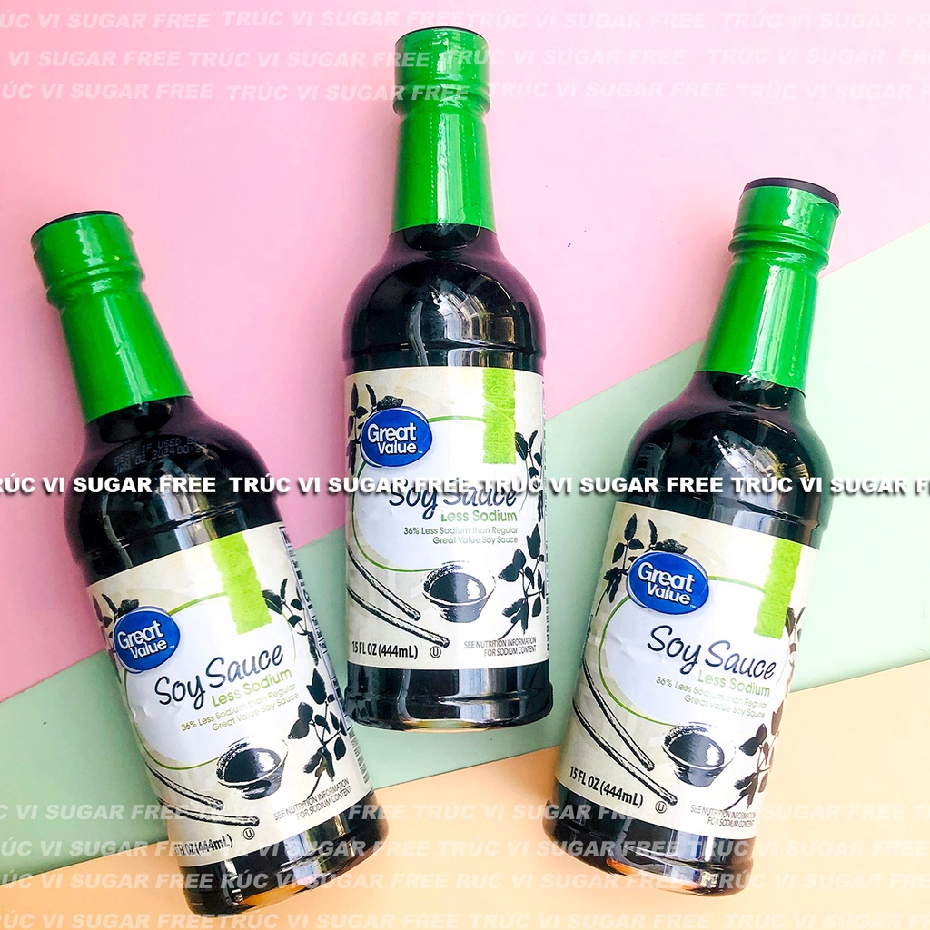 Nước tương đậu nành không đường ít muối (Soy Sauce Less Sodium ) Great Value ( eat clean , keto ,gymer )