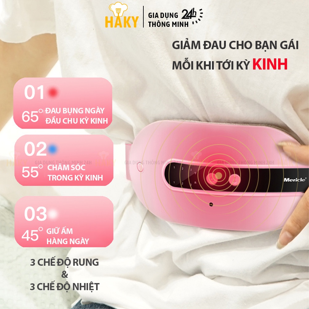 Đai massage chườm nóng giảm đau bụng kinh cho bạn gái, HAKY039, máy massage bụng cao cấp giảm đau tức thì