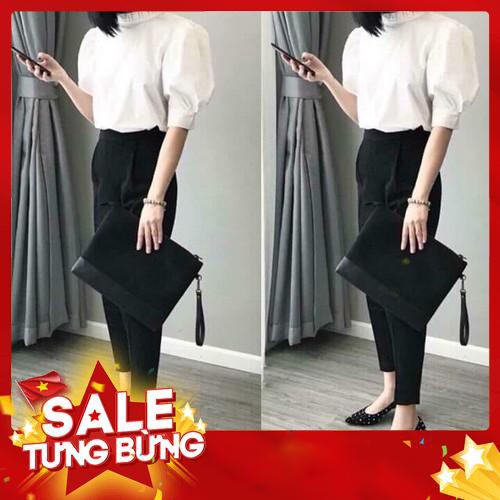 QUẦN Baggy nữ chất vải tuyết mưa kiểu dáng nửa chun sau khóa sườn