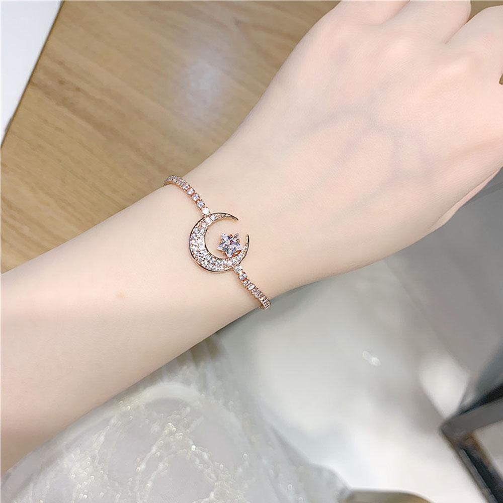Vòng Tay Kim Loại Mặt Hình Ngôi Sao/ Mặt Trăng Cho Nữ