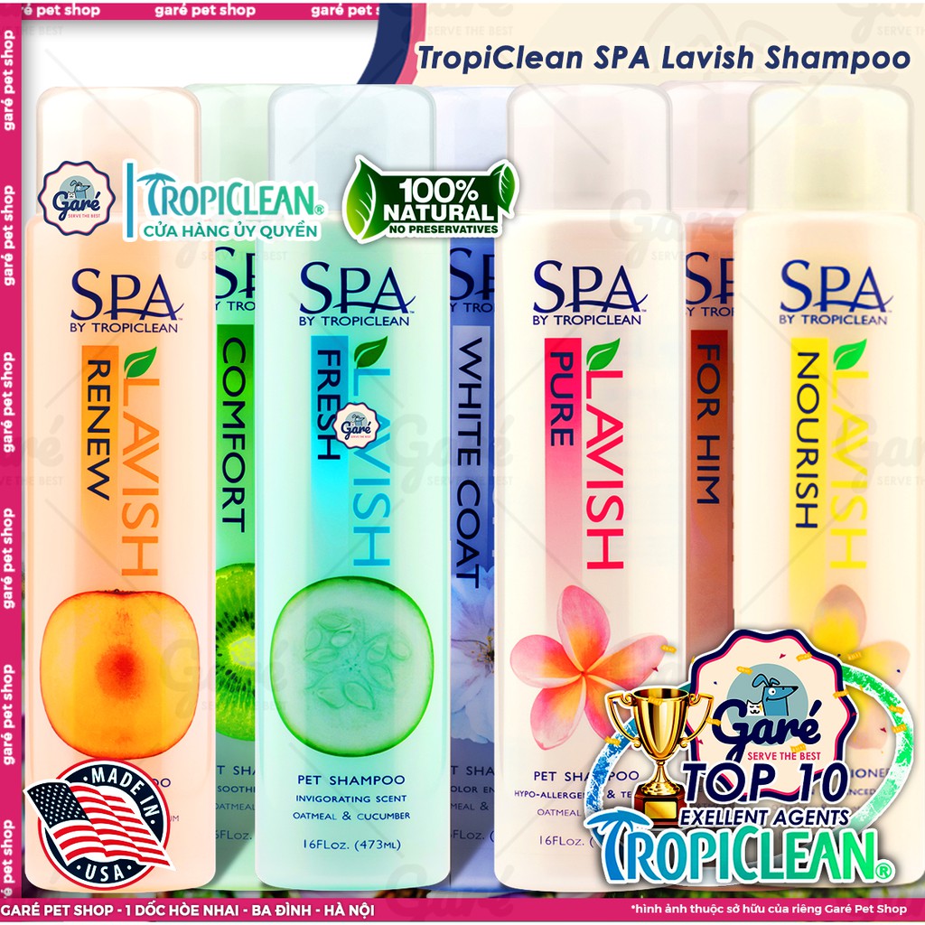 473ml - Sữa tắm SPA Lavish by TropiClean dưỡng lông thiên nhiên 473ml cho Chó và Mèo- TropiClean SPA Lavish Shampoo