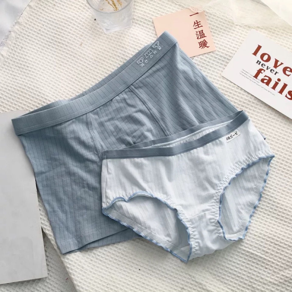 Bộ Đồ Lót Thể Thao Vải Cotton In Chữ Thiết Kế Dễ Thương Cho Các Cặp Đôi
