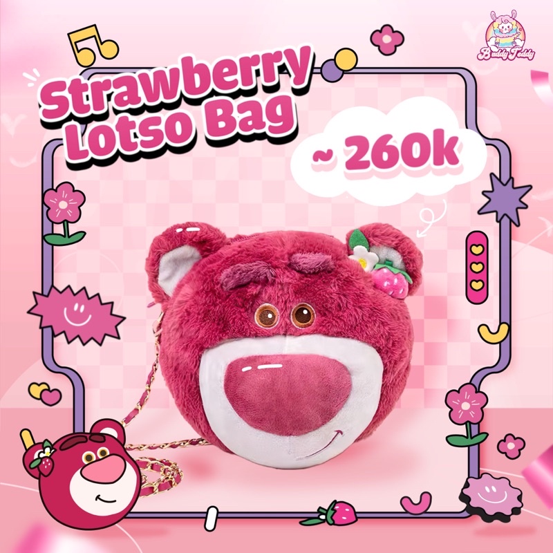 Túi gấu Lotso đeo chéo, màu hồng dễ thương, đáng yêu | BuddyTeddy, Buddy Teddy