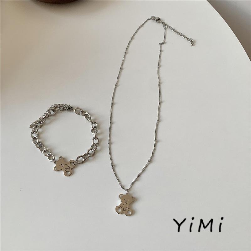 Vòng Tay Mạ Bạc Hình Mặt Gấu Thời Trang Hàn Quốc Cho Nữ