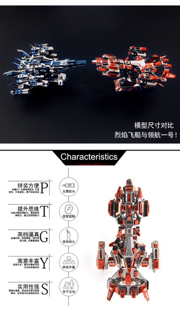 📌 Mô hình lắp ghép kim loại 3d Flaming Spaceship