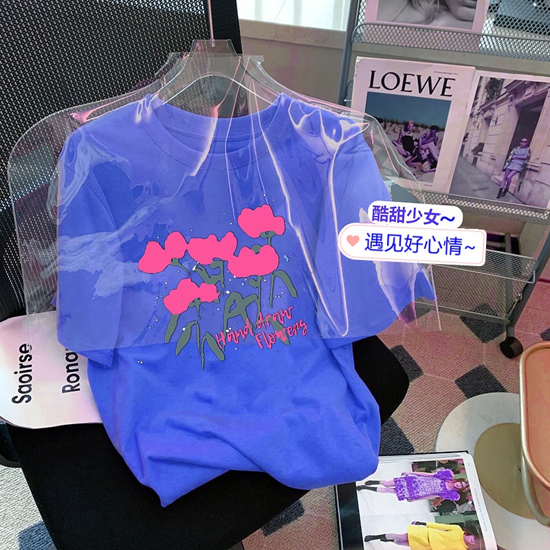 Korean version of loose fashion print trend short-sleeved T-shirt woman