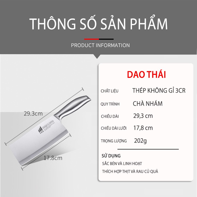 Bộ dao làm bếp 5 món-Dao chặt xương-Dao thái thịt cá - Dao thái rau củ - Dao gọt hoa quả - Kéo nhà bếp - Dao kéo nhà bếp