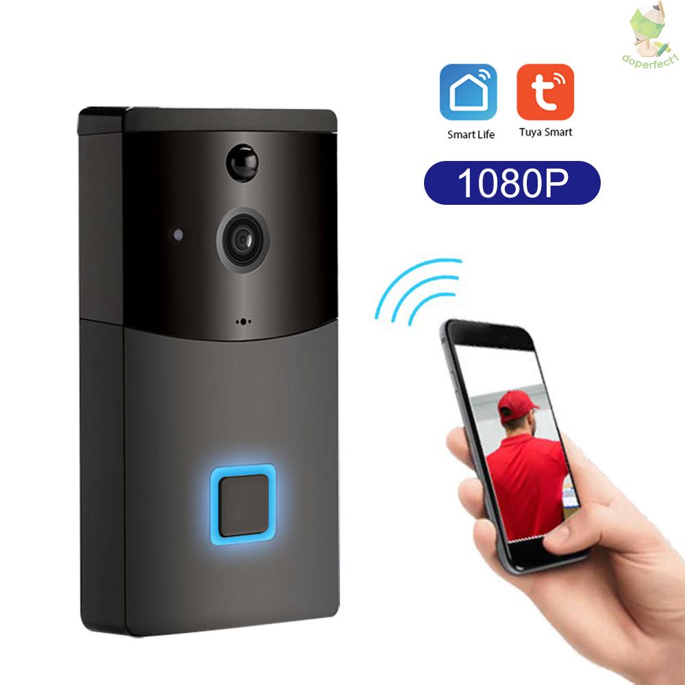 WiFi Smart Security DoorBell HD 1080P Wireless Visual Intercom Recording Video Door Phone PIR Motion Detector Rainproof TuyaSmart APP Remote Home Monitoring Night Vision