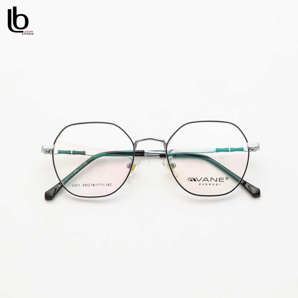 Gọng Kính Vane - Tròn Vát Cạnh Trên - Hợp Kim Cao Cấp - 6801 - Đen, Xanh, Hồng, Vàng