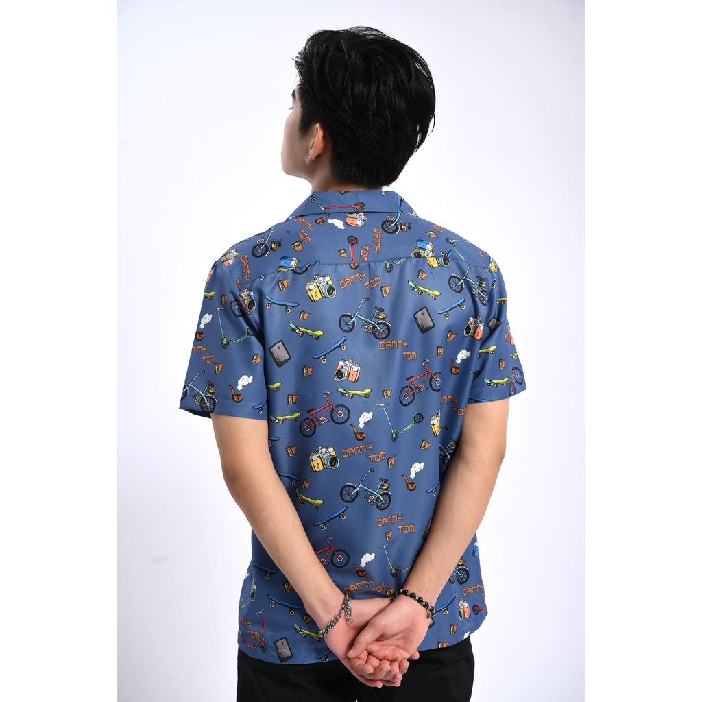 Áo sơ mi Tay ngắn Họa tiết Bicam, Vải lụa Thoáng mát, Chống nhăn Form Regular Fit, Chuẩn đẹp , Năng động DN06 - DANNYTOM | BigBuy360 - bigbuy360.vn