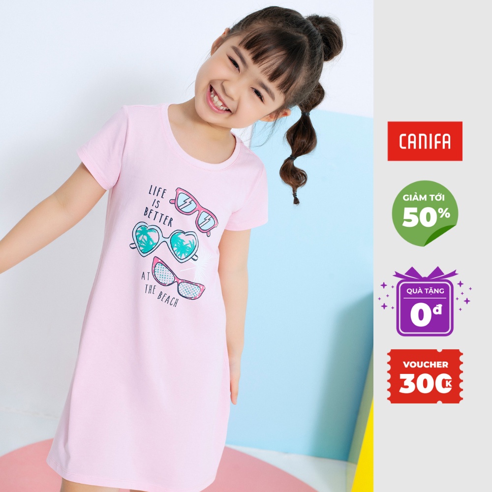 Váy liền bé gái cotton in hình dễ thương CANIFA 1DS20S007