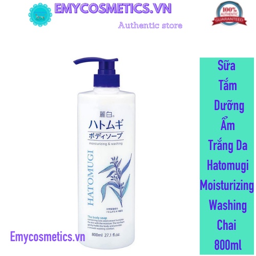 Sữa Tắm Dưỡng Ẩm Trắng Da Hatomugi Moisturizing Washing Nhật Bản Chai 800ml