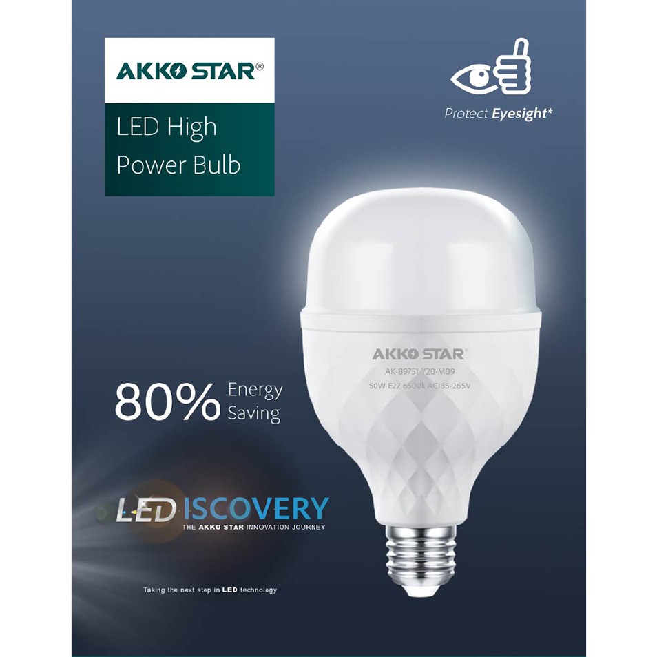 Bóng đèn led bulb tròn 30W/40W/50W tiết kiệm điện năng 80% - AKKO STAR