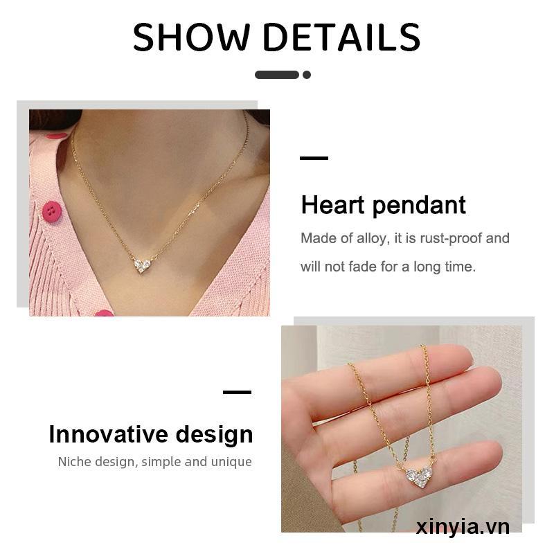 Vòng cổ Mặt Trái Tim Đính Đá Thời Trang Cho Nữ