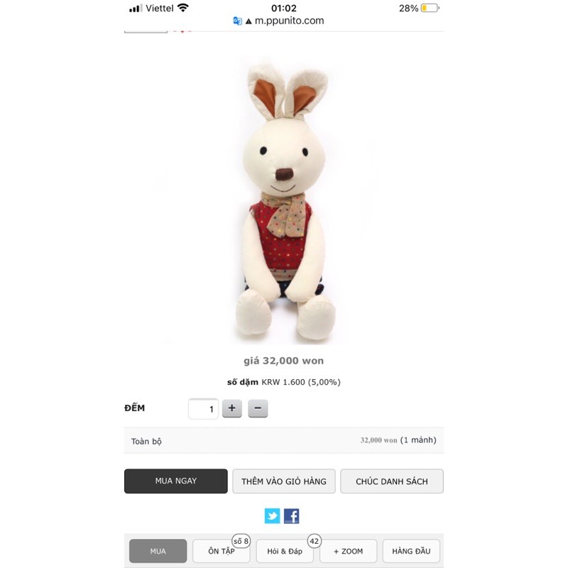 Thỏ ogarnic hiệu Hàn đáng yêu